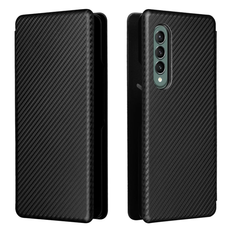 For Samsung Galaxy Z Fold3 5G Carbon Fiber Texture Horizontal Flip TPU + PC + PU Leather Case with Card Slot