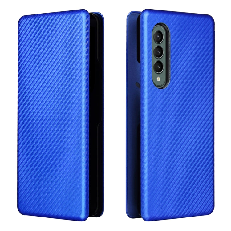 For Samsung Galaxy Z Fold3 5G Carbon Fiber Texture Horizontal Flip TPU + PC + PU Leather Case with Card Slot