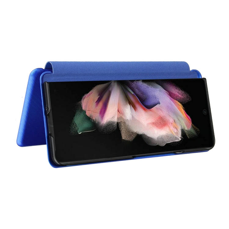 For Samsung Galaxy Z Fold3 5G Carbon Fiber Texture Horizontal Flip TPU + PC + PU Leather Case with Card Slot