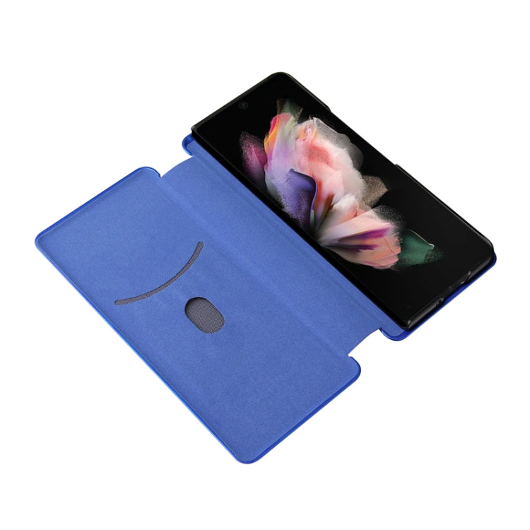 For Samsung Galaxy Z Fold3 5G Carbon Fiber Texture Horizontal Flip TPU + PC + PU Leather Case with Card Slot