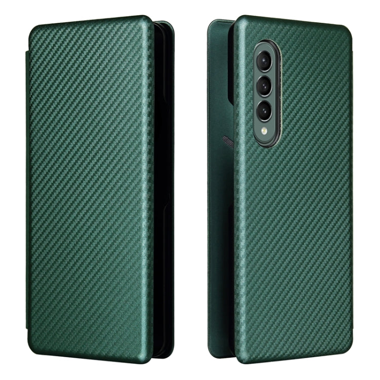 For Samsung Galaxy Z Fold3 5G Carbon Fiber Texture Horizontal Flip TPU + PC + PU Leather Case with Card Slot