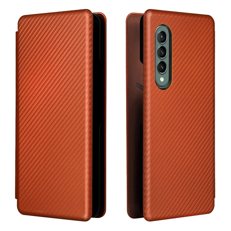 For Samsung Galaxy Z Fold3 5G Carbon Fiber Texture Horizontal Flip TPU + PC + PU Leather Case with Card Slot