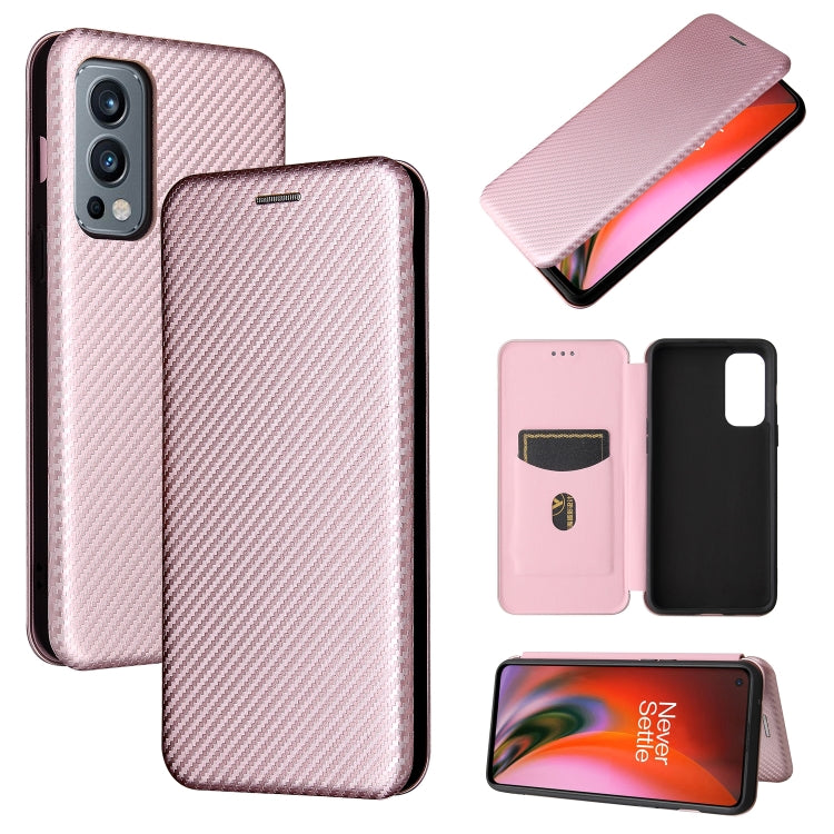 For OnePlus Nord 2 5G Carbon Fiber Texture Horizontal Flip TPU + PC + PU Leather Case with Card Slot
