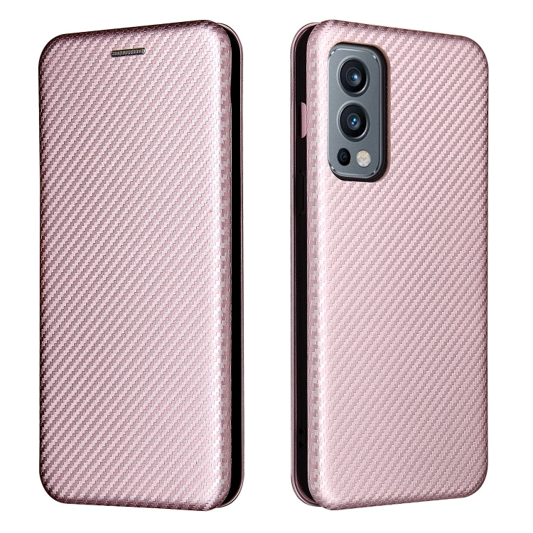 For OnePlus Nord 2 5G Carbon Fiber Texture Horizontal Flip TPU + PC + PU Leather Case with Card Slot
