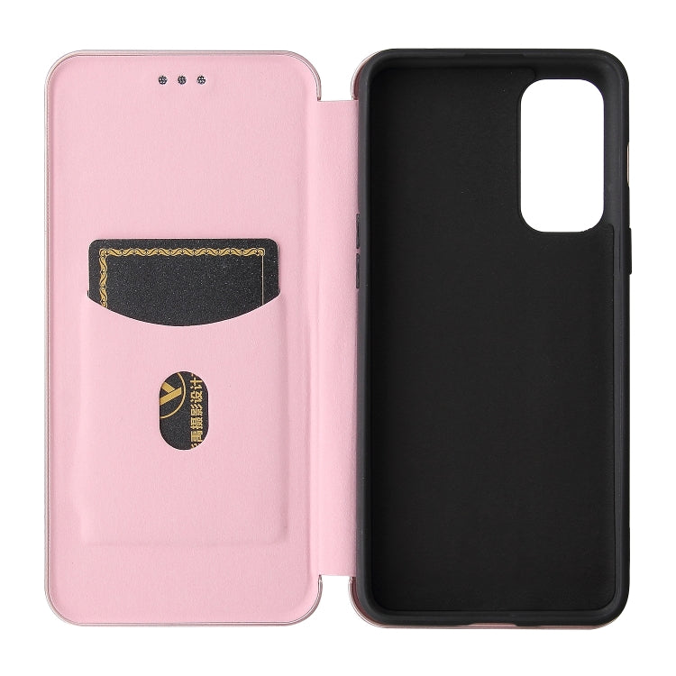 For OnePlus Nord 2 5G Carbon Fiber Texture Horizontal Flip TPU + PC + PU Leather Case with Card Slot