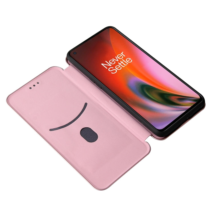 For OnePlus Nord 2 5G Carbon Fiber Texture Horizontal Flip TPU + PC + PU Leather Case with Card Slot