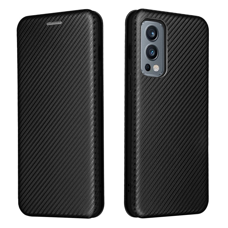 For OnePlus Nord 2 5G Carbon Fiber Texture Horizontal Flip TPU + PC + PU Leather Case with Card Slot
