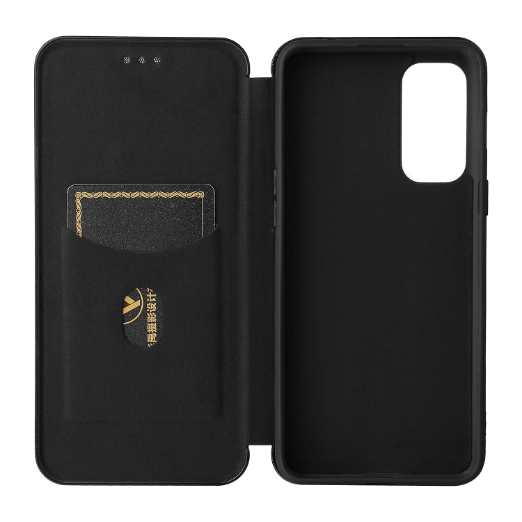 For OnePlus Nord 2 5G Carbon Fiber Texture Horizontal Flip TPU + PC + PU Leather Case with Card Slot
