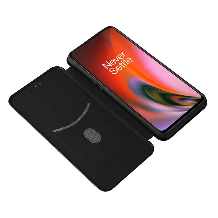 For OnePlus Nord 2 5G Carbon Fiber Texture Horizontal Flip TPU + PC + PU Leather Case with Card Slot