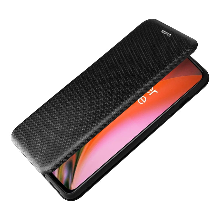 For OnePlus Nord 2 5G Carbon Fiber Texture Horizontal Flip TPU + PC + PU Leather Case with Card Slot