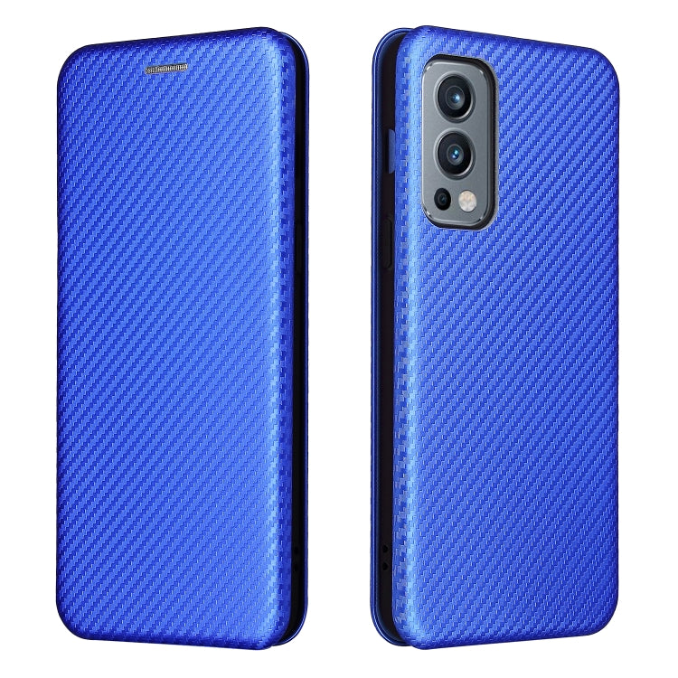 For OnePlus Nord 2 5G Carbon Fiber Texture Horizontal Flip TPU + PC + PU Leather Case with Card Slot