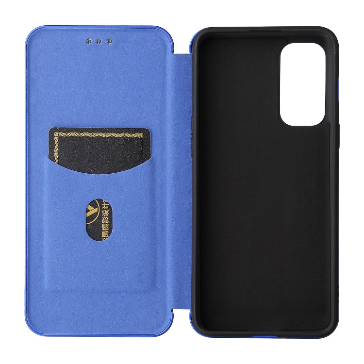 For OnePlus Nord 2 5G Carbon Fiber Texture Horizontal Flip TPU + PC + PU Leather Case with Card Slot