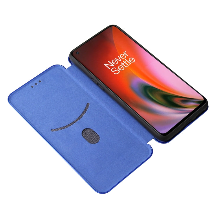 For OnePlus Nord 2 5G Carbon Fiber Texture Horizontal Flip TPU + PC + PU Leather Case with Card Slot