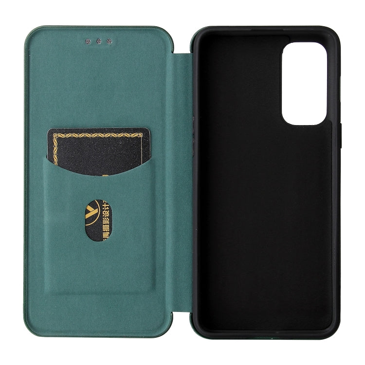 For OnePlus Nord 2 5G Carbon Fiber Texture Horizontal Flip TPU + PC + PU Leather Case with Card Slot