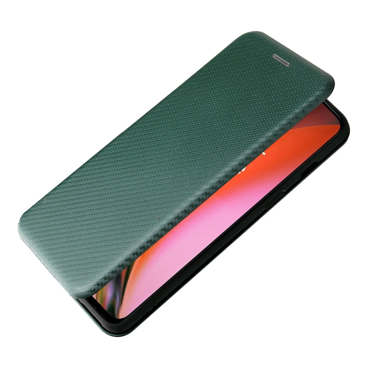 For OnePlus Nord 2 5G Carbon Fiber Texture Horizontal Flip TPU + PC + PU Leather Case with Card Slot