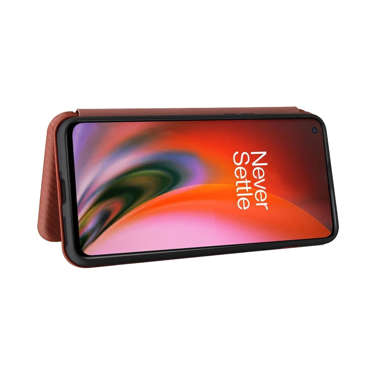 For OnePlus Nord 2 5G Carbon Fiber Texture Horizontal Flip TPU + PC + PU Leather Case with Card Slot