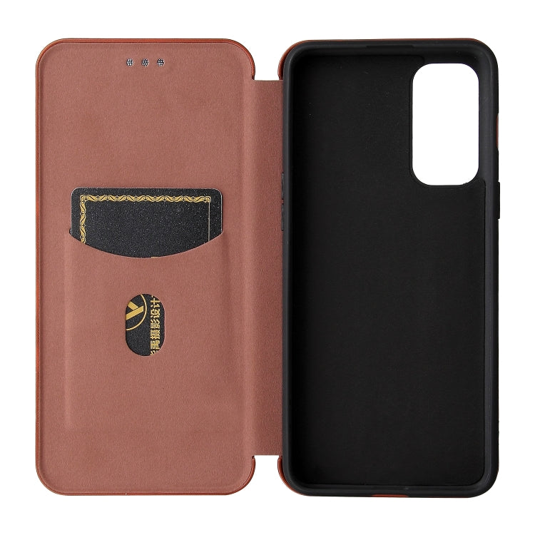 For OnePlus Nord 2 5G Carbon Fiber Texture Horizontal Flip TPU + PC + PU Leather Case with Card Slot