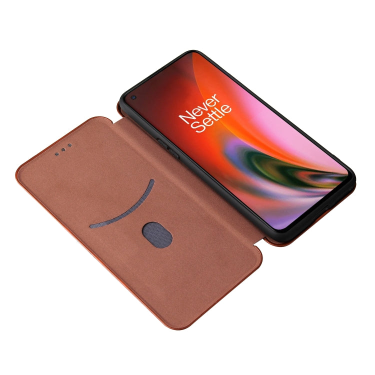 For OnePlus Nord 2 5G Carbon Fiber Texture Horizontal Flip TPU + PC + PU Leather Case with Card Slot