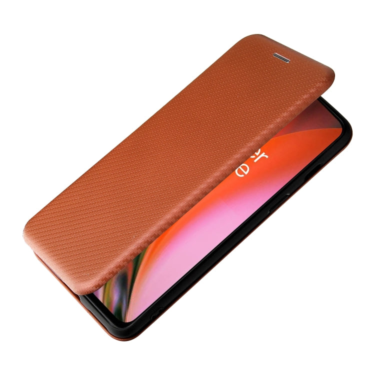 For OnePlus Nord 2 5G Carbon Fiber Texture Horizontal Flip TPU + PC + PU Leather Case with Card Slot