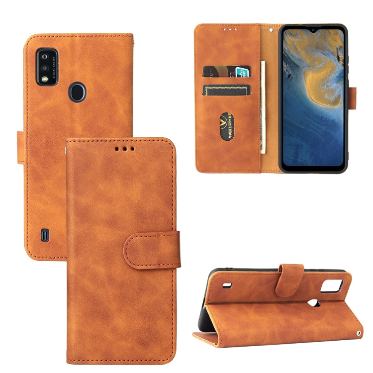 For ZTE Blade A51 Solid Color Skin Feel Magnetic Buckle Horizontal Flip Calf Texture PU Leather Case with Holder & Card Slots & Wallet