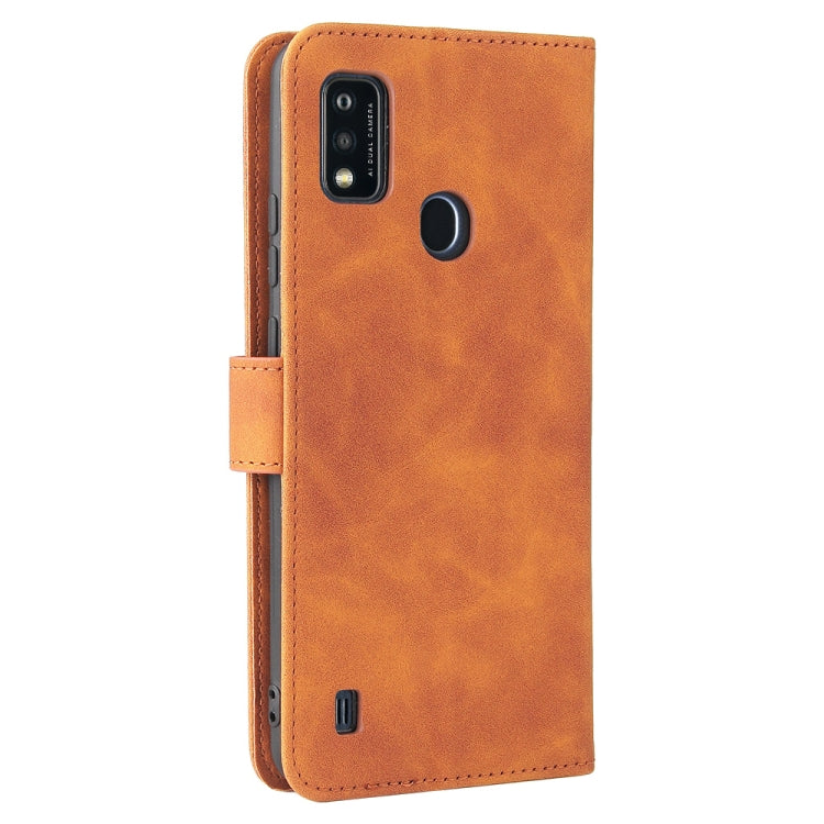 For ZTE Blade A51 Solid Color Skin Feel Magnetic Buckle Horizontal Flip Calf Texture PU Leather Case with Holder & Card Slots & Wallet