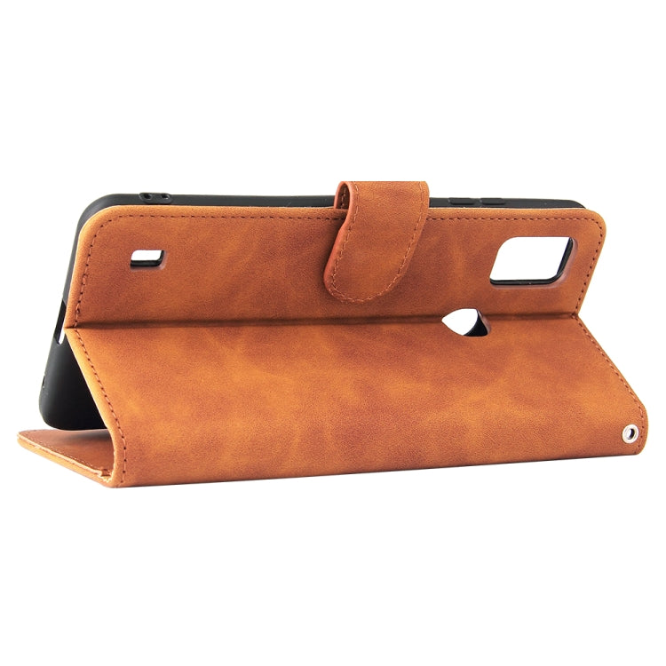 For ZTE Blade A51 Solid Color Skin Feel Magnetic Buckle Horizontal Flip Calf Texture PU Leather Case with Holder & Card Slots & Wallet