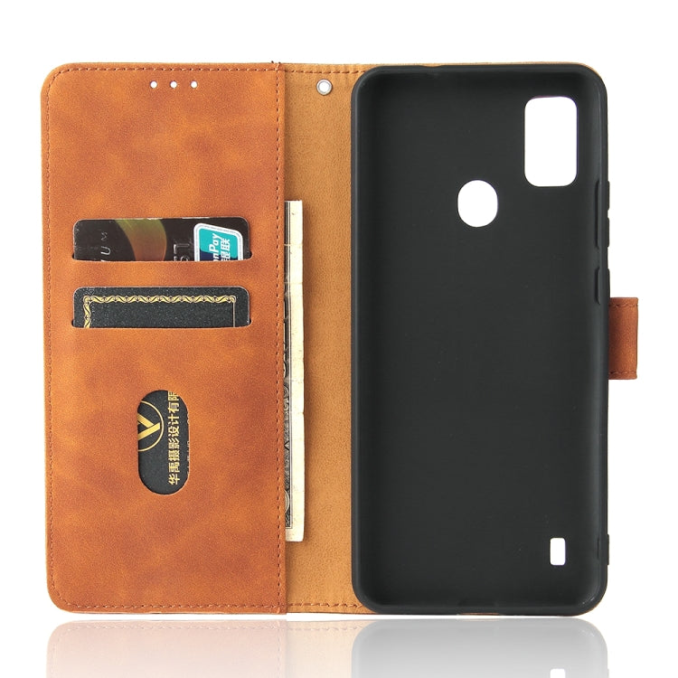 For ZTE Blade A51 Solid Color Skin Feel Magnetic Buckle Horizontal Flip Calf Texture PU Leather Case with Holder & Card Slots & Wallet