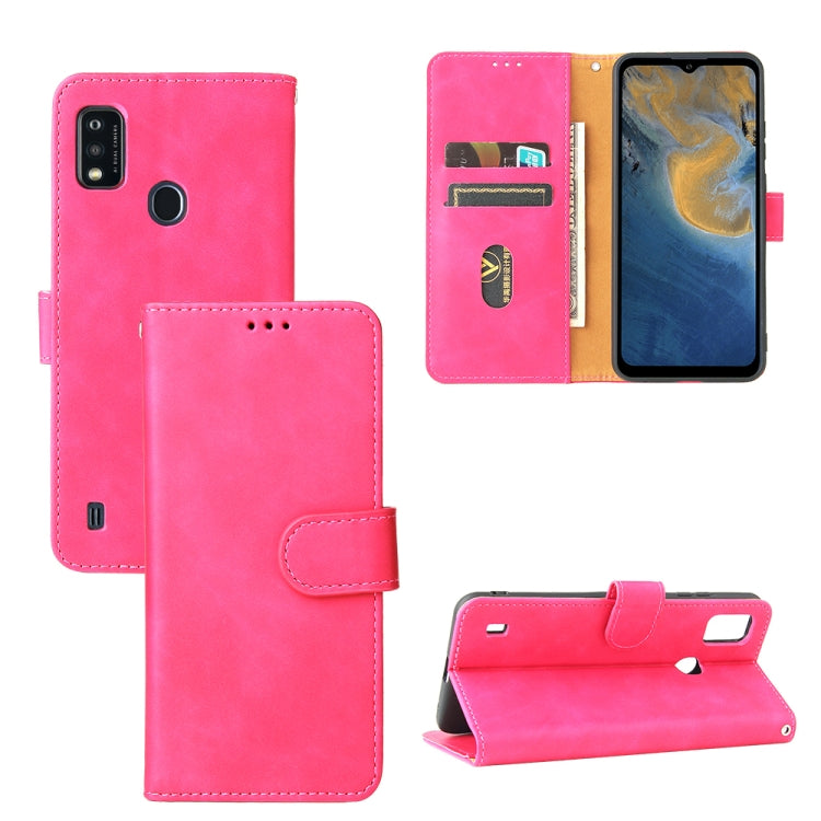 For ZTE Blade A51 Solid Color Skin Feel Magnetic Buckle Horizontal Flip Calf Texture PU Leather Case with Holder & Card Slots & Wallet
