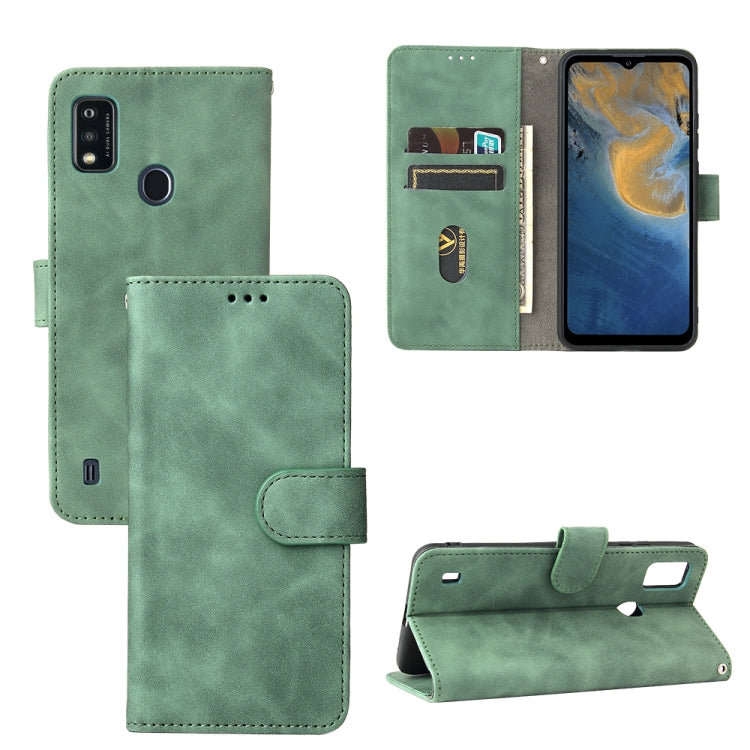 For ZTE Blade A51 Solid Color Skin Feel Magnetic Buckle Horizontal Flip Calf Texture PU Leather Case with Holder & Card Slots & Wallet