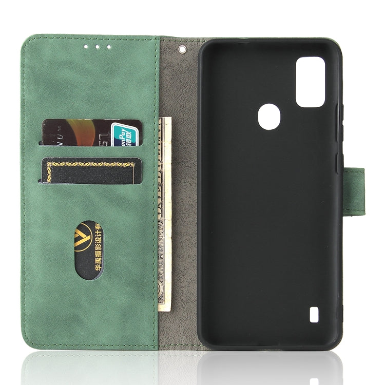 For ZTE Blade A51 Solid Color Skin Feel Magnetic Buckle Horizontal Flip Calf Texture PU Leather Case with Holder & Card Slots & Wallet