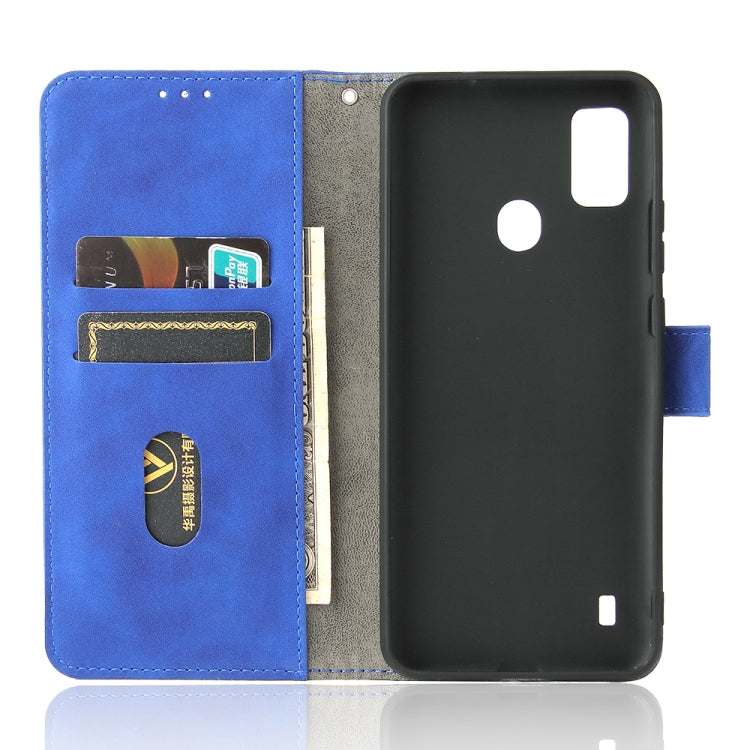 For ZTE Blade A51 Solid Color Skin Feel Magnetic Buckle Horizontal Flip Calf Texture PU Leather Case with Holder & Card Slots & Wallet