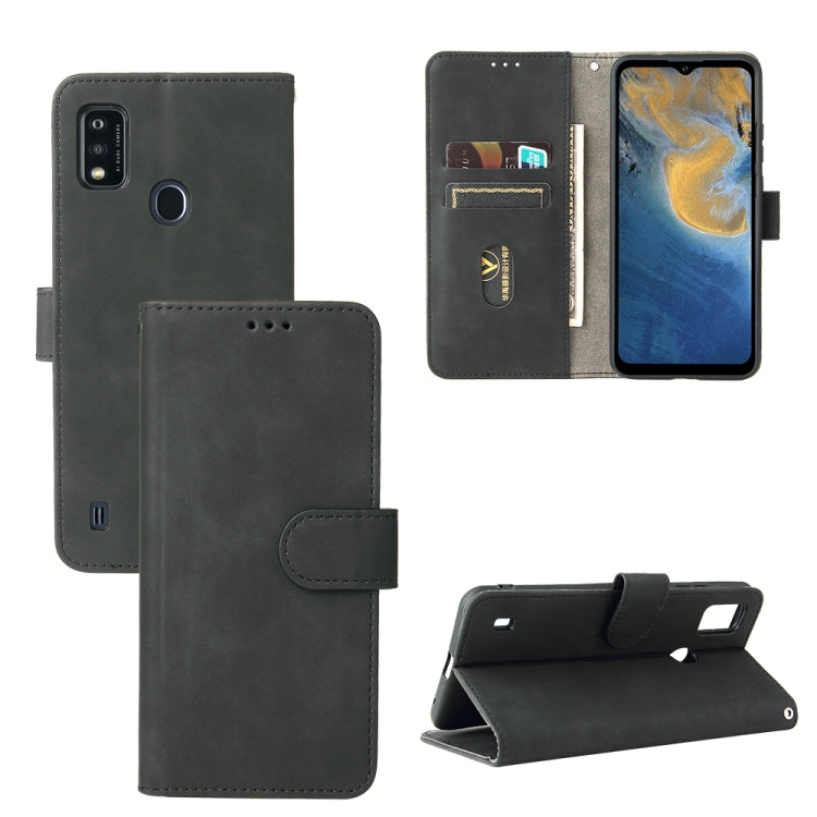 For ZTE Blade A51 Solid Color Skin Feel Magnetic Buckle Horizontal Flip Calf Texture PU Leather Case with Holder & Card Slots & Wallet