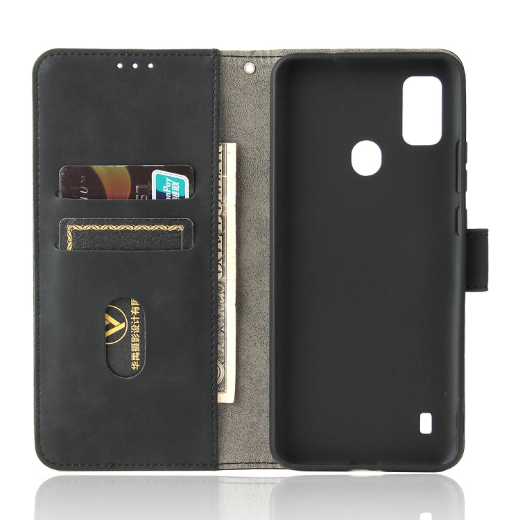 For ZTE Blade A51 Solid Color Skin Feel Magnetic Buckle Horizontal Flip Calf Texture PU Leather Case with Holder & Card Slots & Wallet