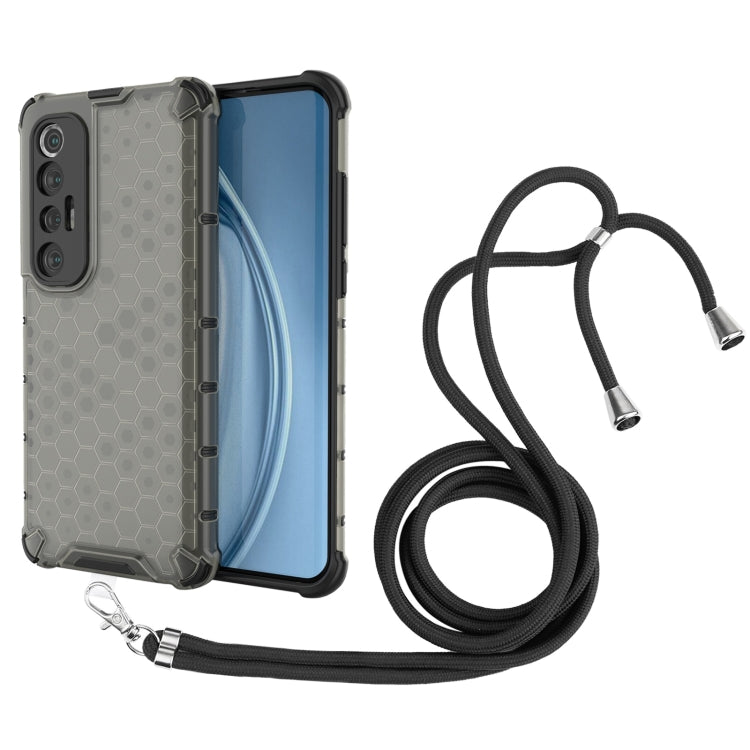 For Xiaomi Mi 10S Shockproof Honeycomb PC + TPU Case with Neck Lanyard