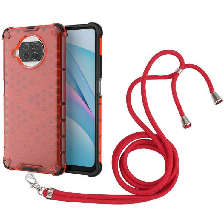 For Xiaomi Mi 10T Lite 5G Shockproof Honeycomb PC + TPU Case with Neck Lanyard
