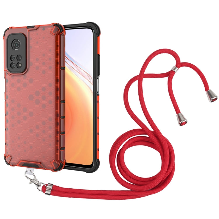 For Xiaomi Mi 10T / 10T Pro Shockproof Honeycomb PC + TPU Case with Neck Lanyard