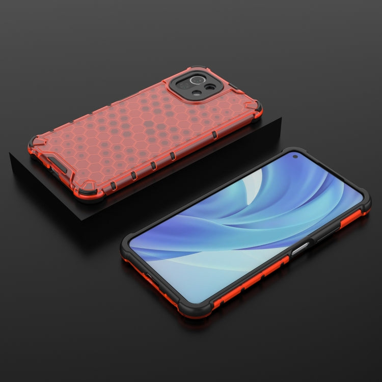 For Xiaomi Mi 11 Lite Shockproof Honeycomb PC + TPU Case with Neck Lanyard