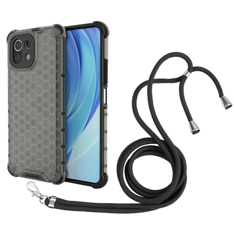 For Xiaomi Mi 11 Lite Shockproof Honeycomb PC + TPU Case with Neck Lanyard