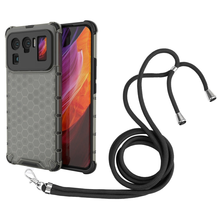 For Xiaomi Mi 11 Ultra Shockproof Honeycomb PC + TPU Case with Neck Lanyard