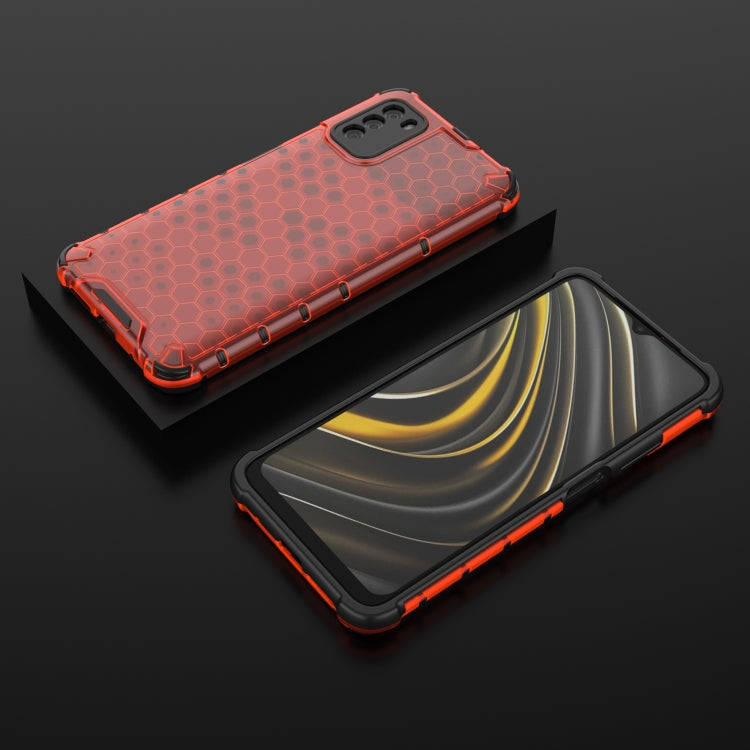For Xiaomi Poco M3 Shockproof Honeycomb PC + TPU Case with Neck Lanyard