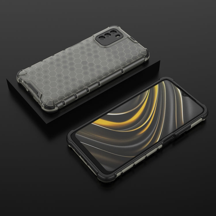 For Xiaomi Poco M3 Shockproof Honeycomb PC + TPU Case with Neck Lanyard