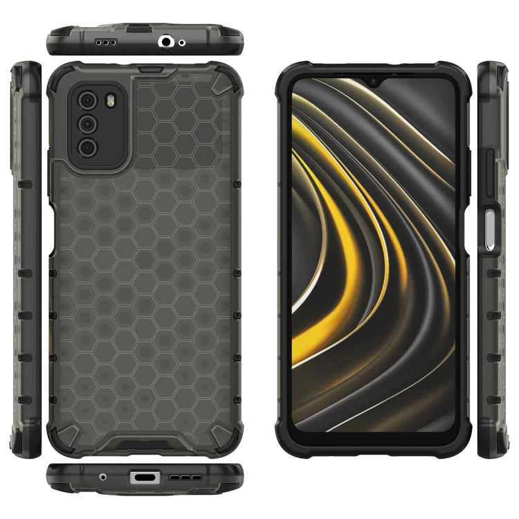 For Xiaomi Poco M3 Shockproof Honeycomb PC + TPU Case with Neck Lanyard