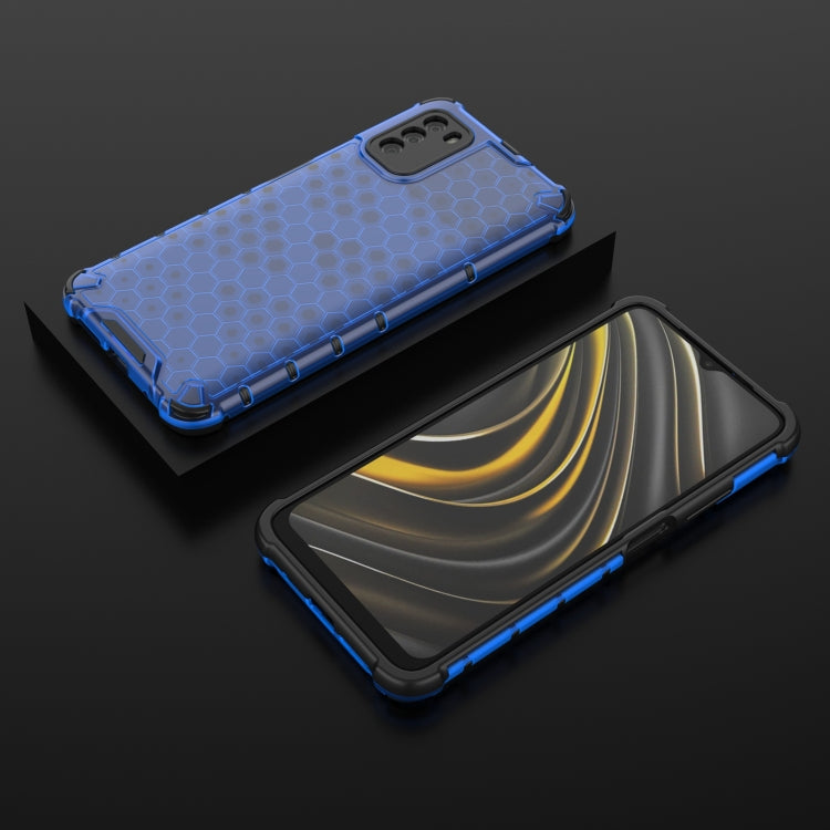 For Xiaomi Poco M3 Shockproof Honeycomb PC + TPU Case with Neck Lanyard