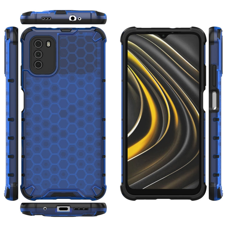 For Xiaomi Poco M3 Shockproof Honeycomb PC + TPU Case with Neck Lanyard