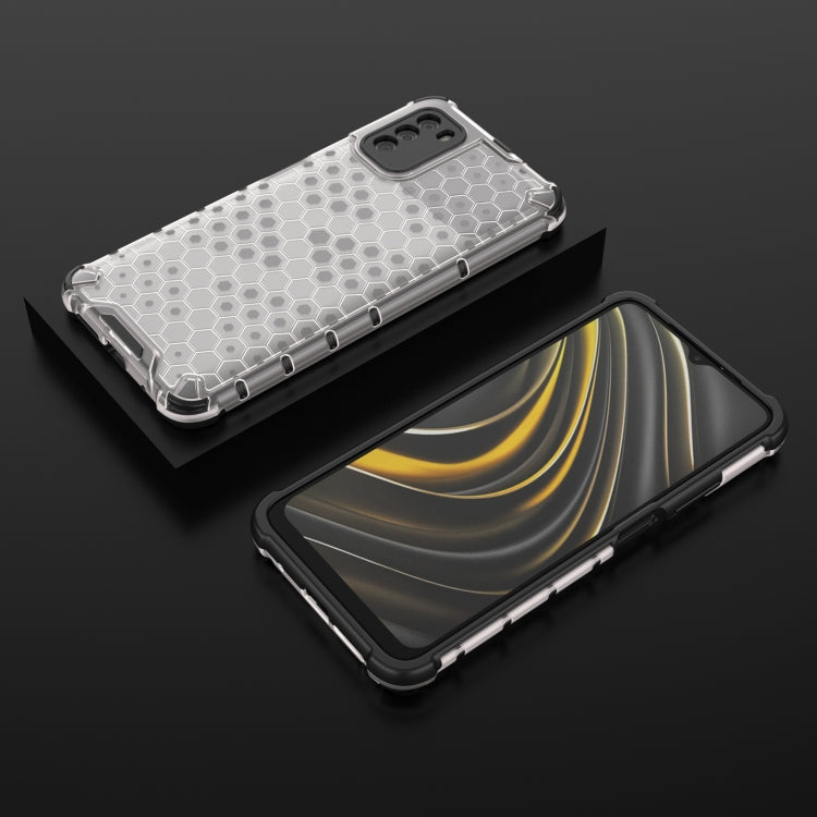 For Xiaomi Poco M3 Shockproof Honeycomb PC + TPU Case with Neck Lanyard