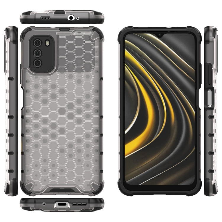 For Xiaomi Poco M3 Shockproof Honeycomb PC + TPU Case with Neck Lanyard