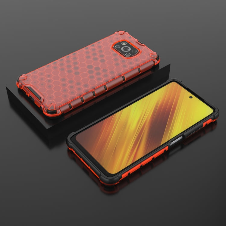 For Xiaomi Poco X3 NFC Shockproof Honeycomb PC + TPU Case with Neck Lanyard