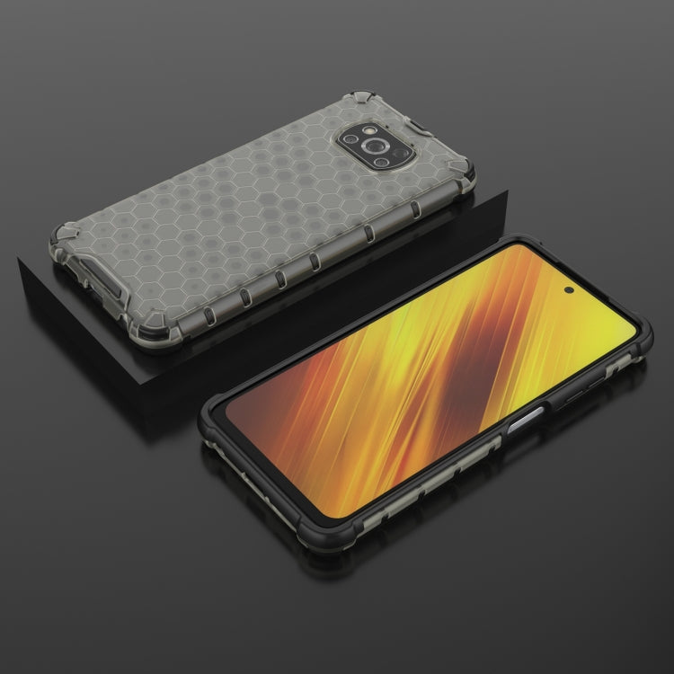 For Xiaomi Poco X3 NFC Shockproof Honeycomb PC + TPU Case with Neck Lanyard