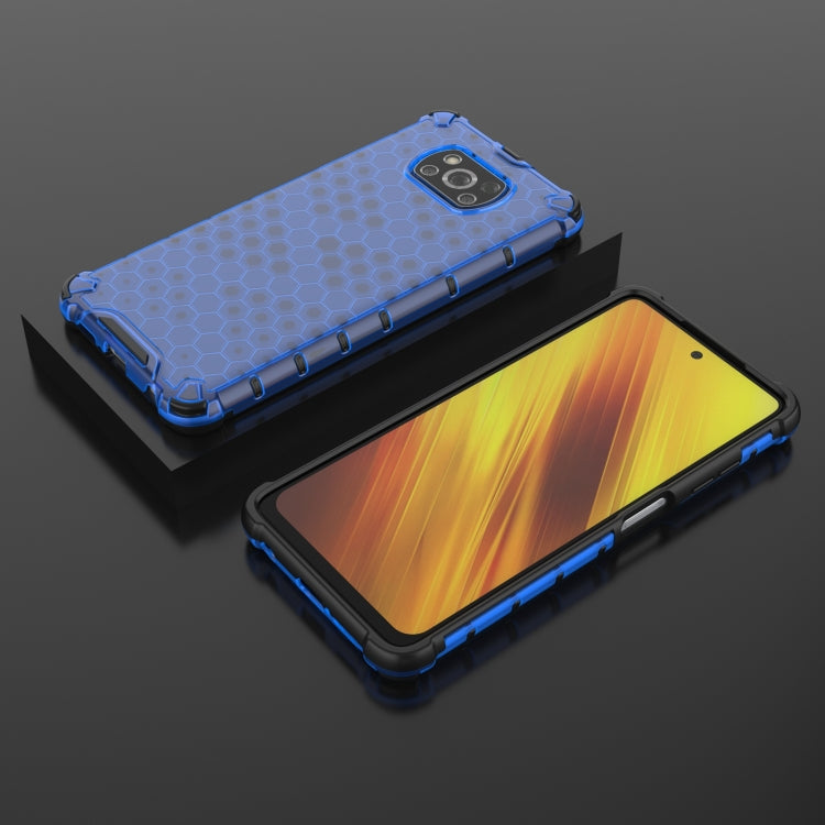 For Xiaomi Poco X3 NFC Shockproof Honeycomb PC + TPU Case with Neck Lanyard