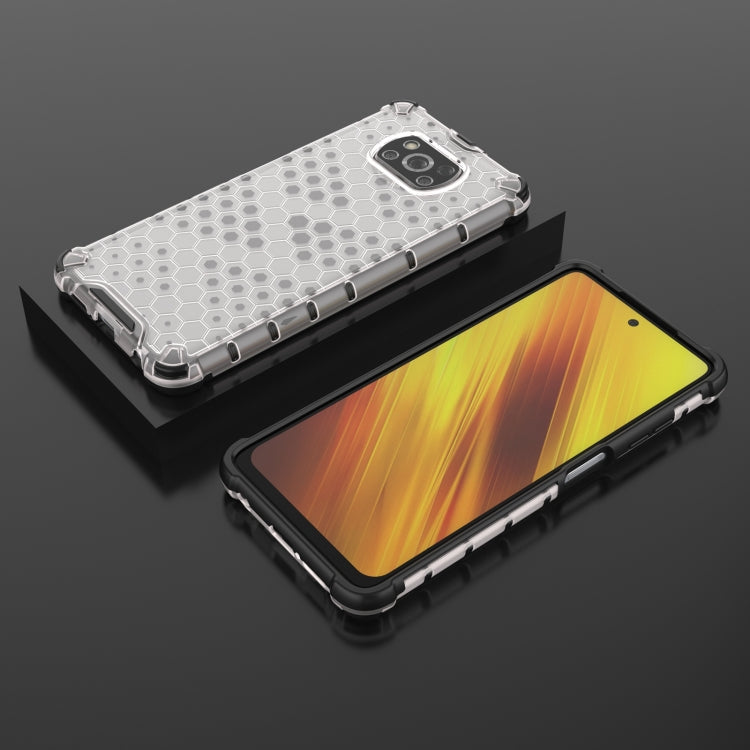 For Xiaomi Poco X3 NFC Shockproof Honeycomb PC + TPU Case with Neck Lanyard